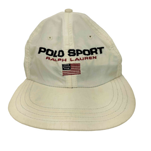 ポロバイラルフローレン Polo by RALPH LAUREN 90s USA製 星条旗 POLO SPORT 刺繍 ナイロン 6パネル キャップ メンズ ONE SIZE