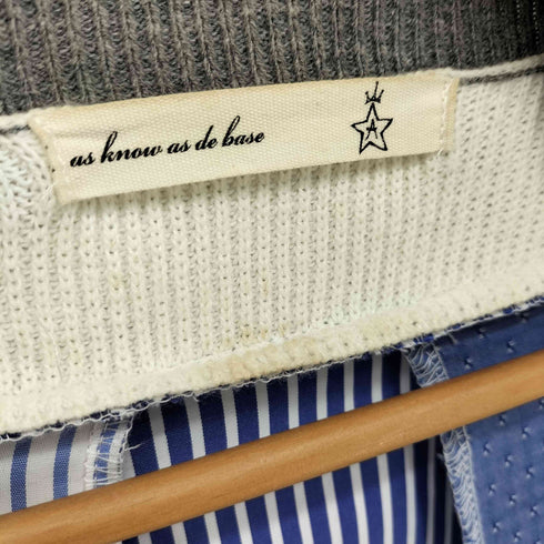 アズノゥアズ AS KNOW AS de base ニット ストライプ つぎハギ ドッキング カーディガン レディース