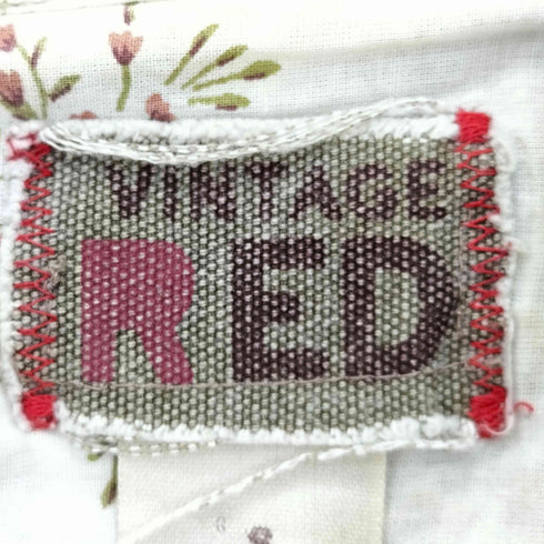 VINTAGE RED チェック デザイン刺繍 長袖シャツ メンズ import:S