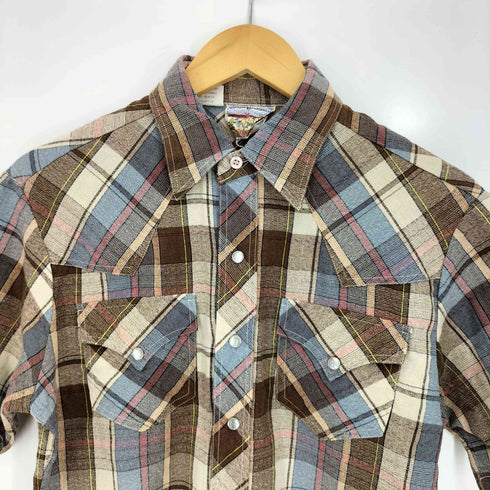 ケニントン kennington 70s チェック 半袖 ウエスタンシャツ メンズ import:M