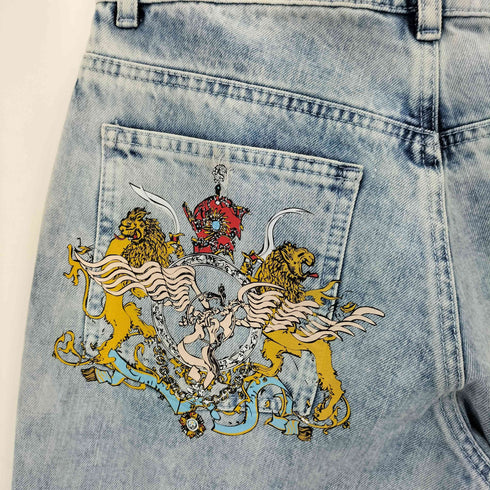 LIBERAL YOUTH MINISTRY バックポケット プリント ウォッシュ加工デニム street メンズ S