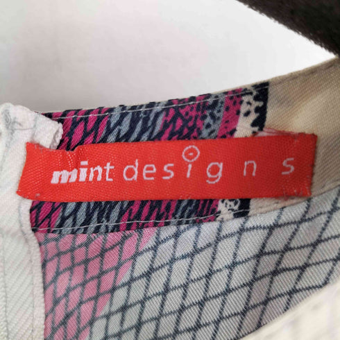 ミントデザインズ mintdesigns 気球柄 フレンチスリーブ シルクワンピース レディース