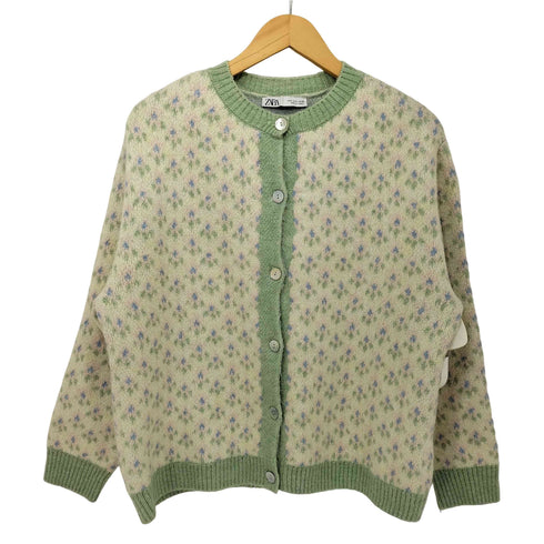 ザラ ZARA 花柄ジャガードニットカーディガン レディース import:S