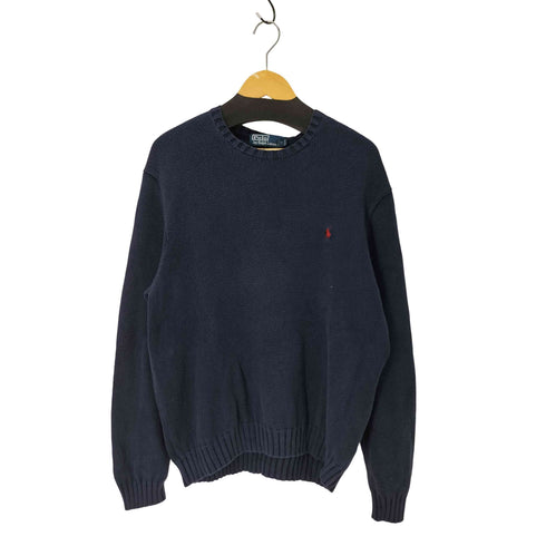 ポロバイラルフローレン Polo by RALPH LAUREN 90S ポニー刺繍 クルーネック コットン ニット セーター メンズ import:XL