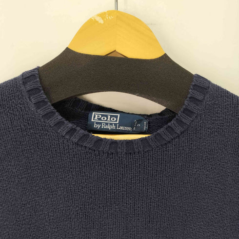ポロバイラルフローレン Polo by RALPH LAUREN 90S ポニー刺繍 クルーネック コットン ニット セーター メンズ import:XL