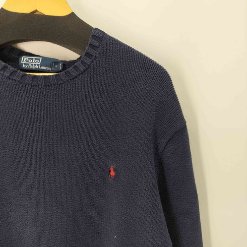 ポロバイラルフローレン Polo by RALPH LAUREN 90S ポニー刺繍 クルーネック コットン ニット セーター メンズ import:XL
