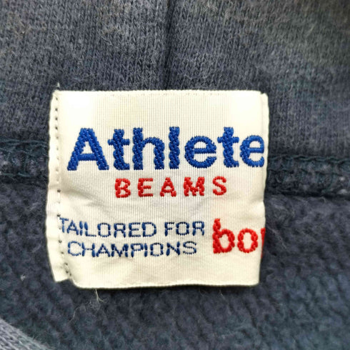 ビームスボーイ BEAMS BOY ATHLETE フロッキー プリント リバース型 プルオーバー パーカー ナス紺 レディース
