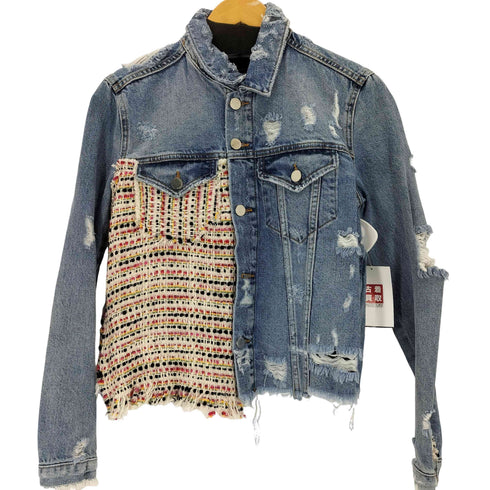 ザラ ZARA デニムダメージジャケット メンズ import:M