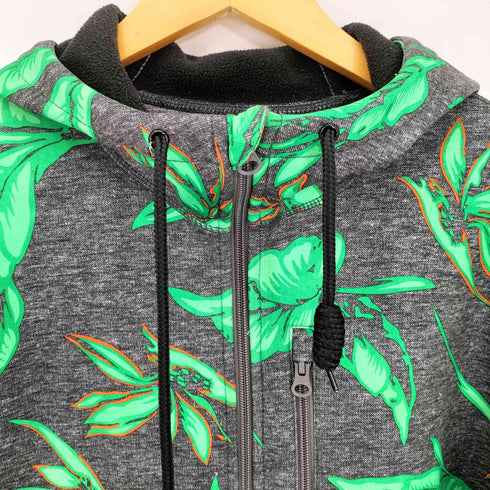 バートン BURTON 葉っぱ柄 裏起毛 ジップアップパーカー メンズ import:S