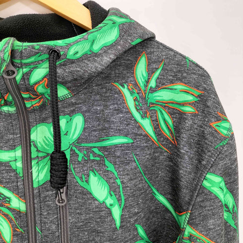 バートン BURTON 葉っぱ柄 裏起毛 ジップアップパーカー メンズ import:S
