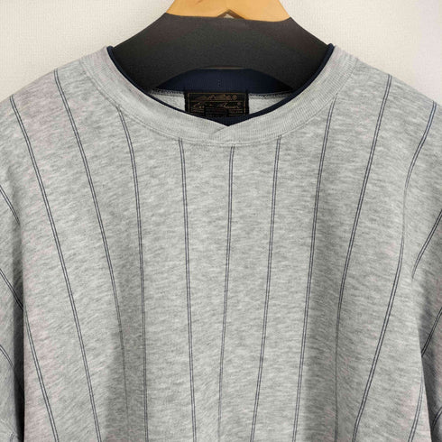エディーバウアー Eddie Bauer 80S 黒タグ ストライプVネックスウェット メンズ import:L