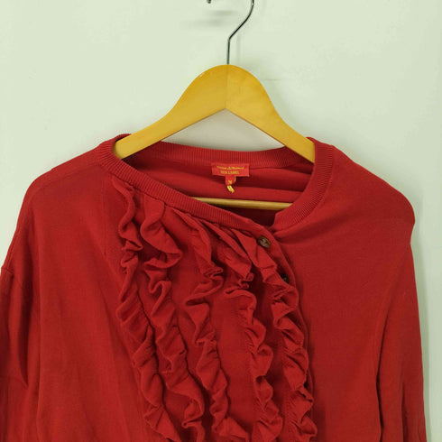 ヴィヴィアンウエストウッドレッドレーベル Vivienne Westwood RED LABEL イタリア製 オリゾンティ 変形 コットン ニット フリル カーディガン レディース import:M