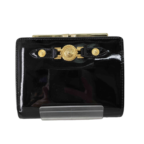 ジャンニヴェルサーチ GIANNI VERSACE エナメル がま口 ウォレット 2つ折り 財布 レディース