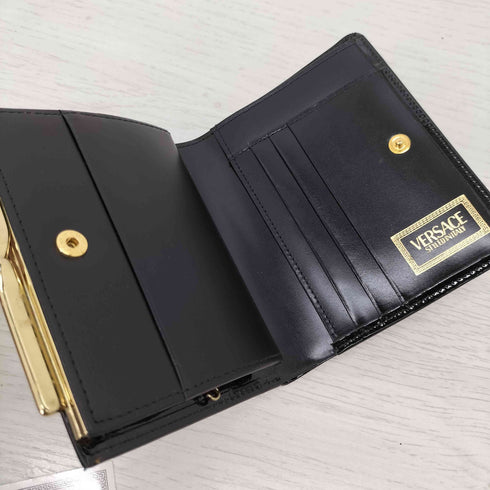 ジャンニヴェルサーチ GIANNI VERSACE エナメル がま口 ウォレット 2つ折り 財布 レディース