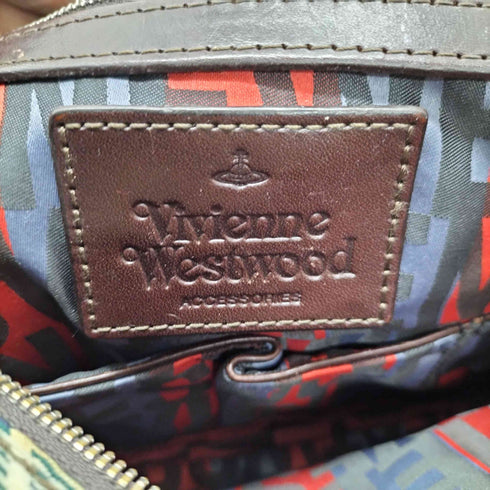 ヴィヴィアンウエストウッド Vivienne Westwood イタリア製 タータンチェック レザー コンビ キャンバス ショルダー バッグ レディース