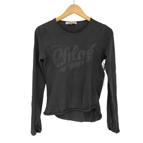 シーバイクロエ SEE BY CHLOE ロゴプリント ロングスリーブ クルーネック Tシャツ Y2K レディース US:0-2