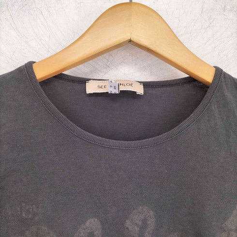シーバイクロエ SEE BY CHLOE ロゴプリント ロングスリーブ クルーネック Tシャツ Y2K レディース US:0-2