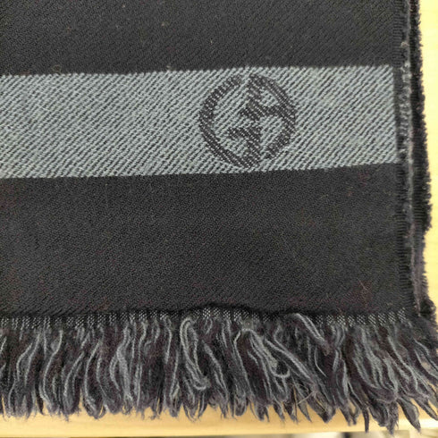 ジョルジオアルマーニ Giorgio Armani ロゴ 総柄 リバーシブル フリンジ マフラー メンズ