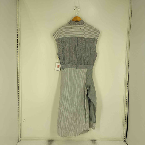 ディーゼル DIESEL ストライプ 変形 パッチワーク アシメトリ クロスプレート ノースリブ シャツ ワンピース レディース import:M