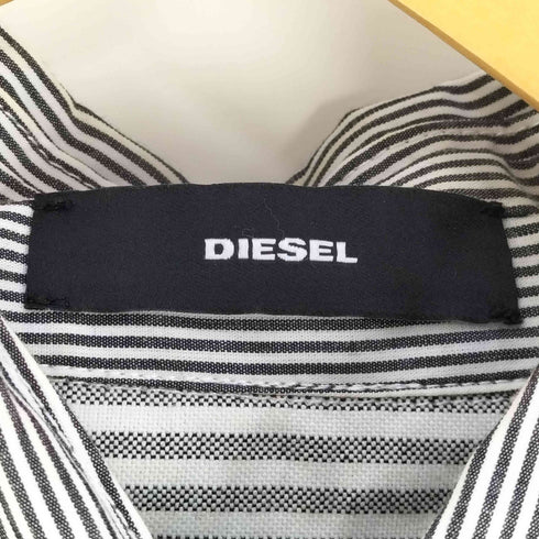 ディーゼル DIESEL ストライプ 変形 パッチワーク アシメトリ クロスプレート ノースリブ シャツ ワンピース レディース import:M