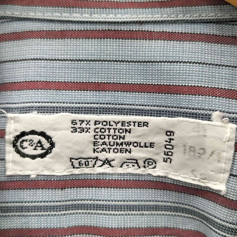 60~70s コットンポリ ストライプボックスシャツ メンズ 18 2/1