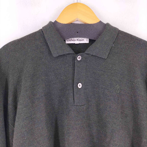 カルバンクライン CALVIN KLEIN 刺繍ロゴ ニットポロシャツ メンズ JPN:M