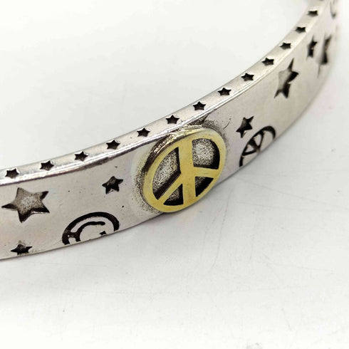 S925 刻印 スマイル スター 模様 ブレスレット メンズ