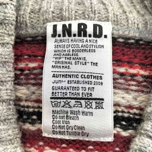 ジュンレッド JUNRed バーズアイ 胡桃ボタン モックネックカーディガン メンズ