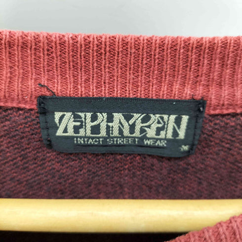 ゼファレン ZEPHYREN ロゴ刺繍 スリーブ/バックプリント コットン ニット メンズ JPN:M
