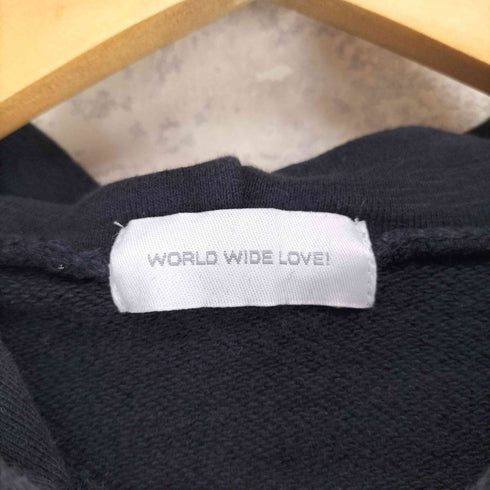 ワールドワイドラブ WORLD WIDE LOVE スタッズ ジップアップパーカー レディース import:M