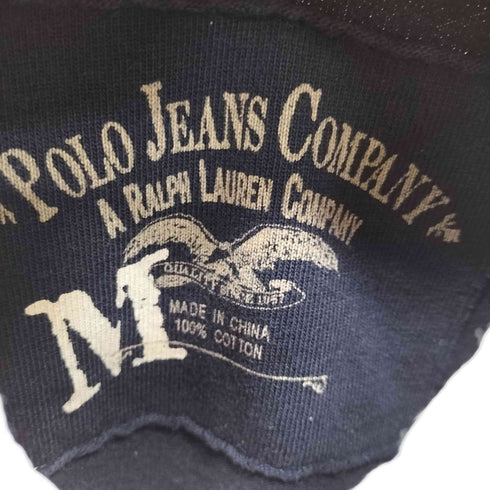 ポロジーンズカンパニーラルフローレン POLO JEANS COMPANY RALPH LAUREN エンブレム刺繍 インサイドアウト ラガーシャツ ポロシャツ エルボーパッチ メンズ import:M