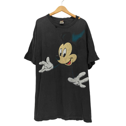 90S だまし絵 両面プリント キャラクター クルーネック Tシャツ ボロ メンズ import:XL
