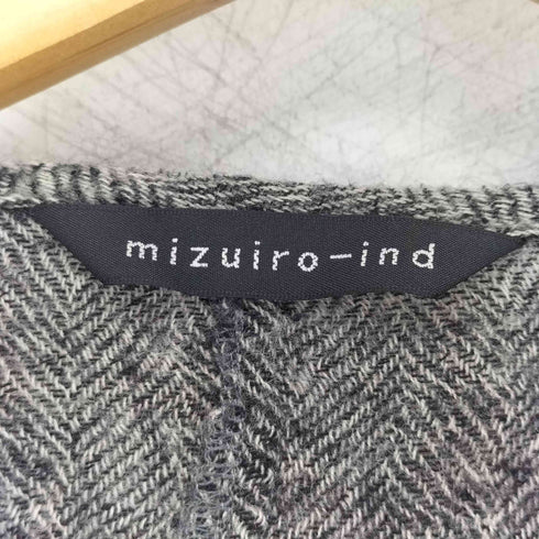 ミズイロインド mizuiro ind ヘリンボーン柄 Uネック ニット ウール ワンピース レディース