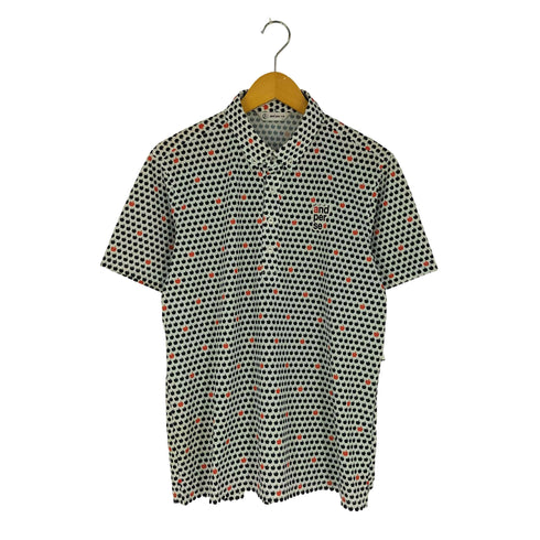 and per se アップル柄 速乾生地 半袖ポロシャツ メンズ LL