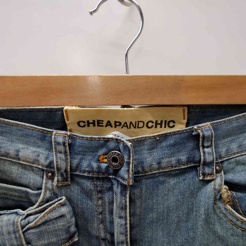 モスキーノチープアンドシック MOSCHINO CHEAP&CHIC イタリア製 リボン デザイン ストレート デニム パンツ レディース 38
