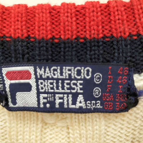 フィラ FILA 70-80S イタリア製 ケーブル編み ニットベスト メンズ I46