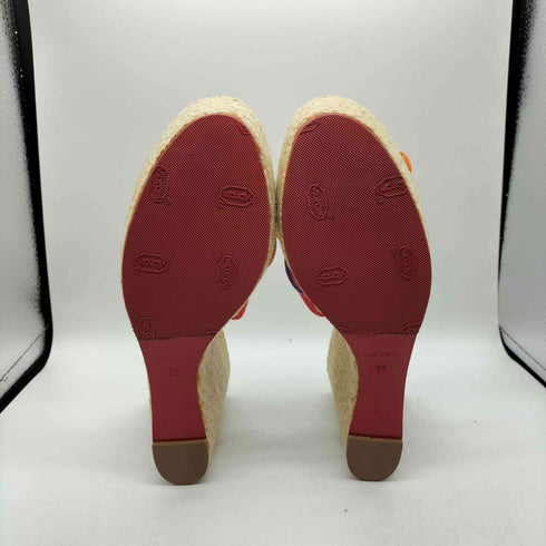 クリスチャンルブタン CHRISTIAN LOUBOUTIN スペイン製 Rainbow レインボー ストラップ ウェッジヒール サンダル エスパドリーユ レディース EUR:36