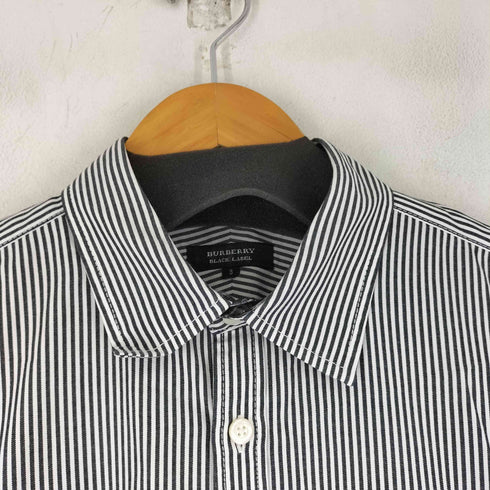 バーバリーブラックレーベル BURBERRY BLACK LABEL ワンポイントロゴ刺繍 L/S ストライプシャツ メンズ
