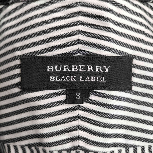 バーバリーブラックレーベル BURBERRY BLACK LABEL ワンポイントロゴ刺繍 L/S ストライプシャツ メンズ