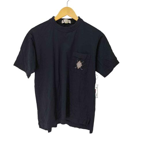 アクアスキュータム AQUASCUTUM 絹 シルク ゴルフ刺繍 Tシャツ メンズ import:M