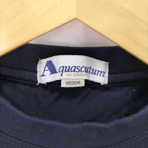 アクアスキュータム AQUASCUTUM 絹 シルク ゴルフ刺繍 Tシャツ メンズ import:M
