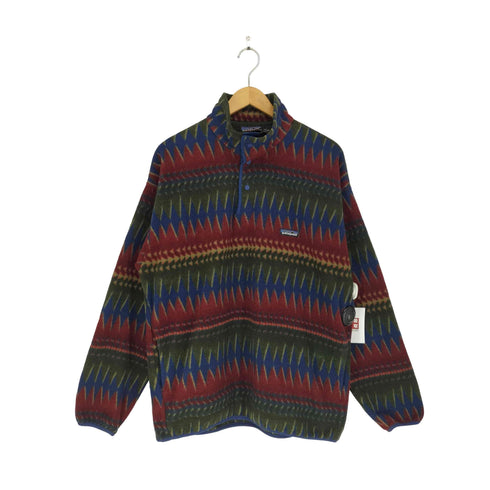 パタゴニアシンチラ PATAGONIA SYNCHILLA MADE IN USA 90S R無しタグ Synchilla Snap-T Fleece Pullover ミネハハ柄 シンチラスナップT プルオーバー メンズ L