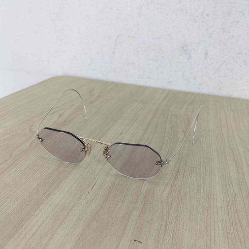 AMERICAN OPTICAL 14K フローラル彫金 ツーポイント リムレス眼鏡 メンズ