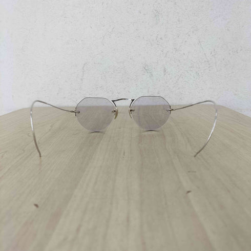 AMERICAN OPTICAL 14K フローラル彫金 ツーポイント リムレス眼鏡 メンズ