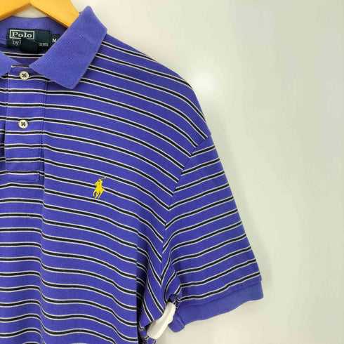 ポロバイラルフローレン Polo by RALPH LAUREN 香港製 ポニー刺繍 ボーダー サイドスリット ポロシャツ メンズ import:M