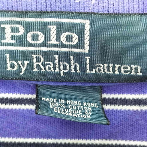 ポロバイラルフローレン Polo by RALPH LAUREN 香港製 ポニー刺繍 ボーダー サイドスリット ポロシャツ メンズ import:M