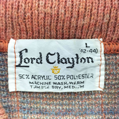 Lord Ciayton 60-70s チェック柄 ニット カーディガン メンズ L