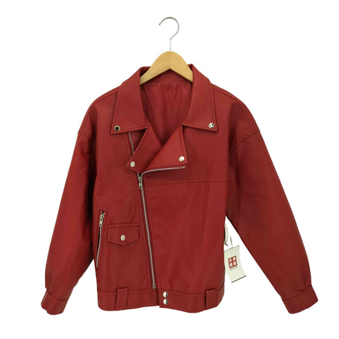 フェイクレザー シングルライダース ジャケット レディース M