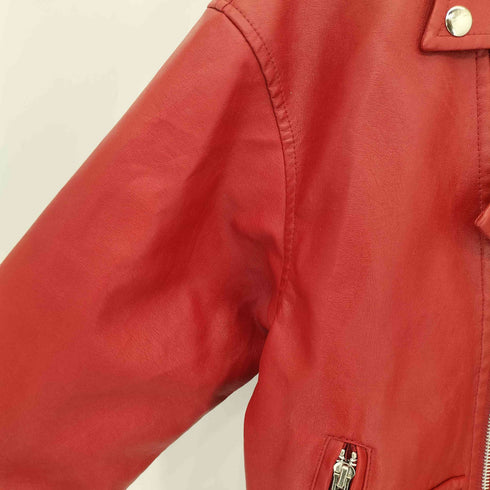 フェイクレザー シングルライダース ジャケット レディース M