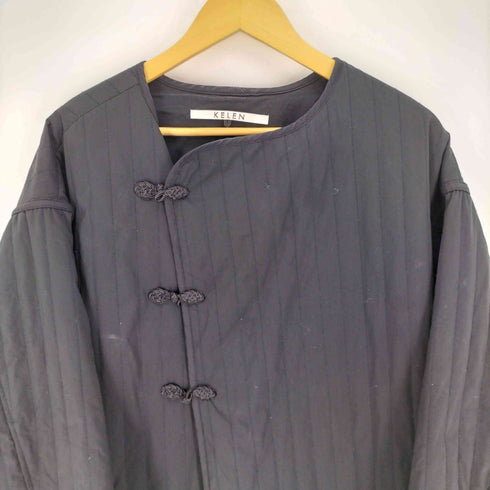 ケレン kelen 22AW キルティング アシンメトリー ノーカラー コート レディース